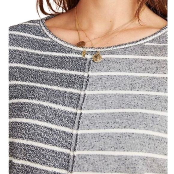 Anthropologie Devin Textured Sweatshirt Toned Grey Striped Sweater sz medium - Picture 14 of 14